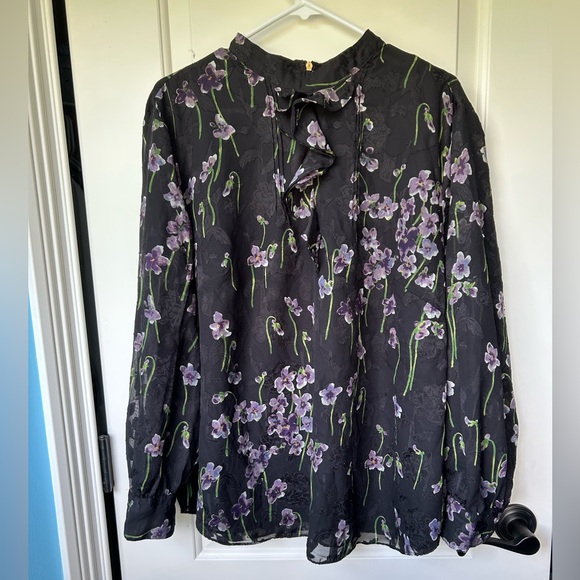 Ralph Lauren Black and Purple Floral Blouse - Picture 1 of 3
